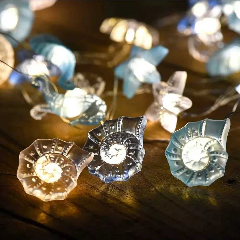 Ocean Theme 20/30 LEDs String Lights Shell Starfish Under The Sea LED Fairy Light for Wedding Party Christmas Decoration Lamp XJ250612