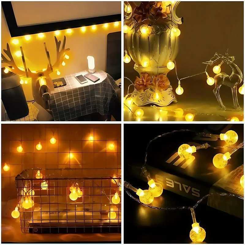 Battery Box Bubble Ball Light String Crystal Bead Ball Fairy String Light Wedding Party Christmas 1.5-3-6 meters 10-20-40 lights XJ250612
