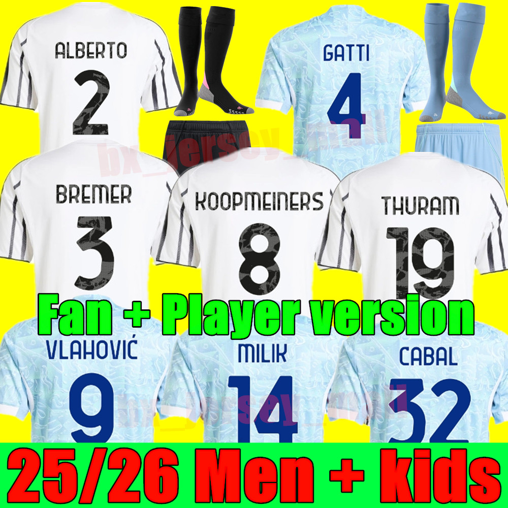 25 26 fans player soccer jerseys 2025 2026 home away 3rd GATTI LOCATELLI FAGIOLI T.WEAH CABAL MIRETTI THURAN CAMBIASO top jerseys Kits men and Kids unifor