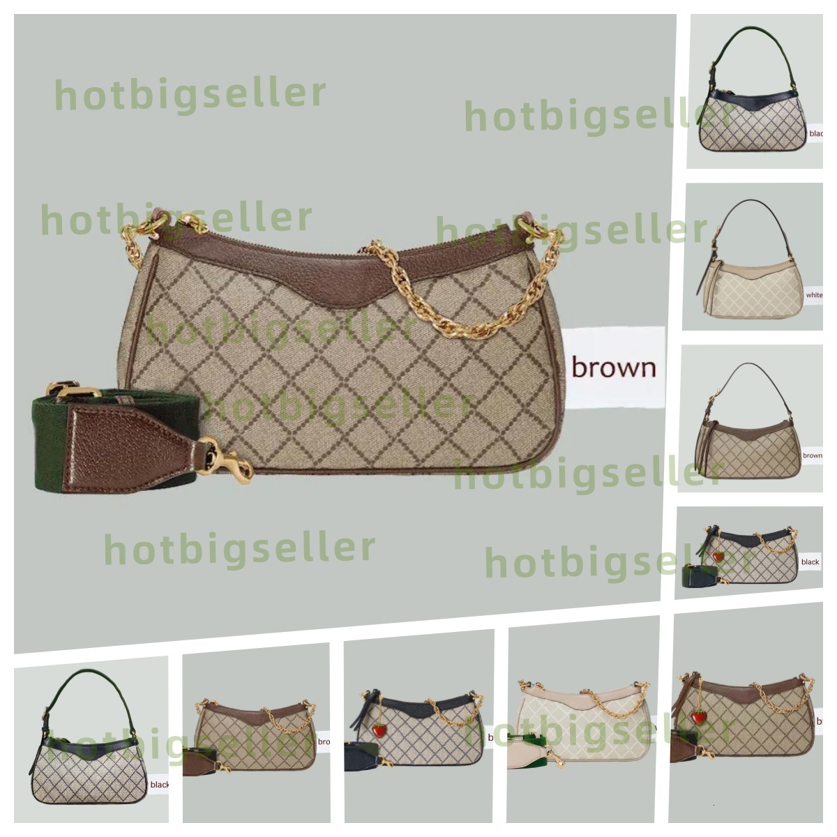 Designer Bag Ophidia Flower Print Zipper Opening Shoulder Bags Canvas Wallet Underarm Bag Mini Women's Style Ebony Brown Handbag