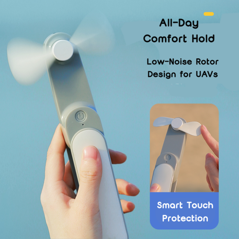 Portable Mini Folding Fan - USB Rechargeable, 3-Speed Adjustable, Quiet Operation with Adjustable Angle, Ideal for Outdoor Travel, Office & Home Use