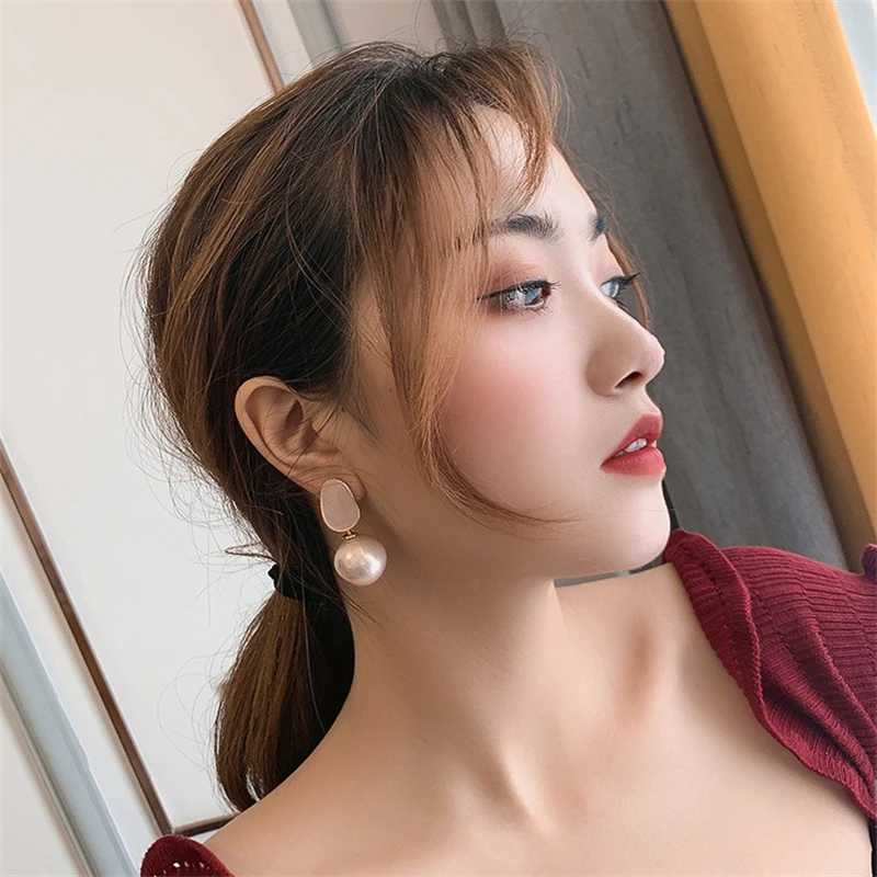 Exaggerate Big Pink Black White Imitation Pearl Pendant Earring for Women Trend Geometry Brincos Wedding Jewelry Girl Gift V250613