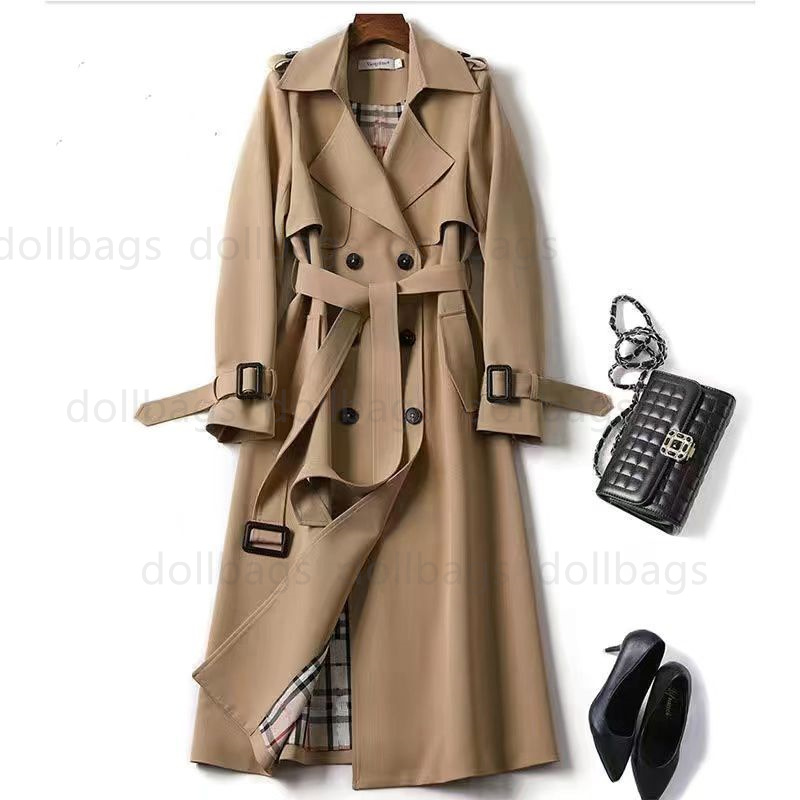 Designer trench coat women spring autumn commuting Korean version popular British style long coat fashionable and classic women double-breasted coat size s-4xl