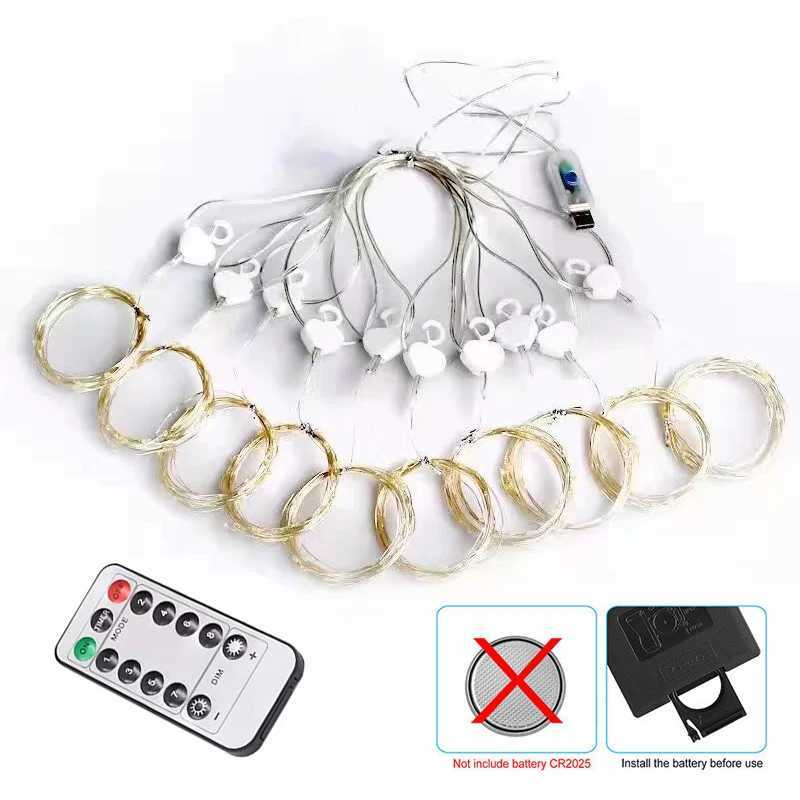 Fairy LED Curtain Lights USB Plug-in Remote Control Waterproof String Lights for Bedroom Indoor Outdoor Wedding Christmas DecorationXJ250612