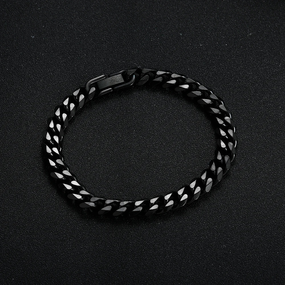 Width 8MM 316L Steel Golden Black Cuban Chain Bracelet Fashion Hip Hop Mens Jewelry Party Gift 182022CM 250528