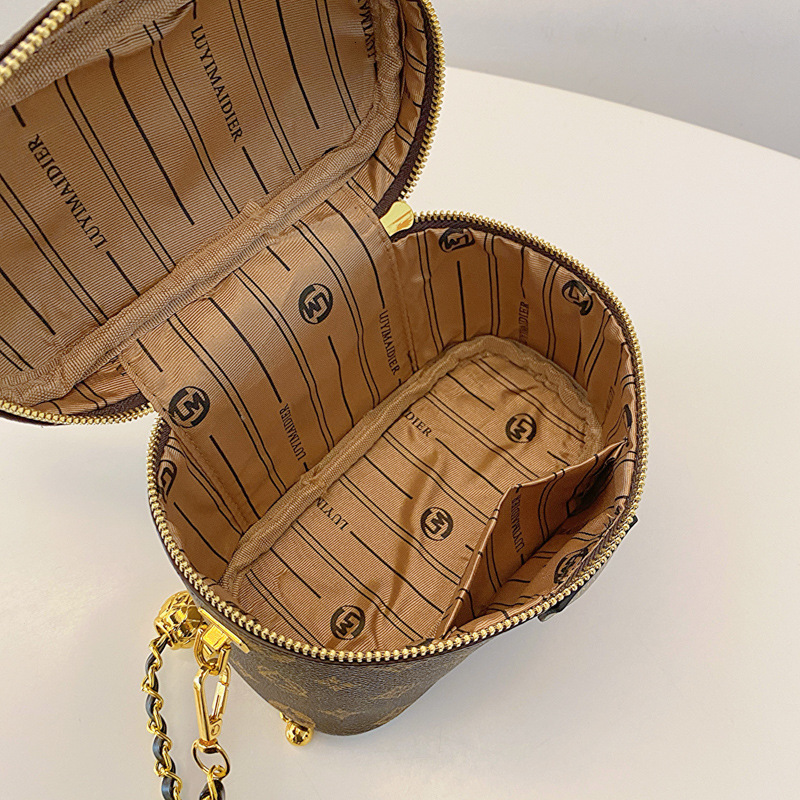 designer Women's Bag 2024 Autumn New High-end Fashion Printed Box Bag Bucket Bag Cross-border Small Lock Crossbody Makeup Bag