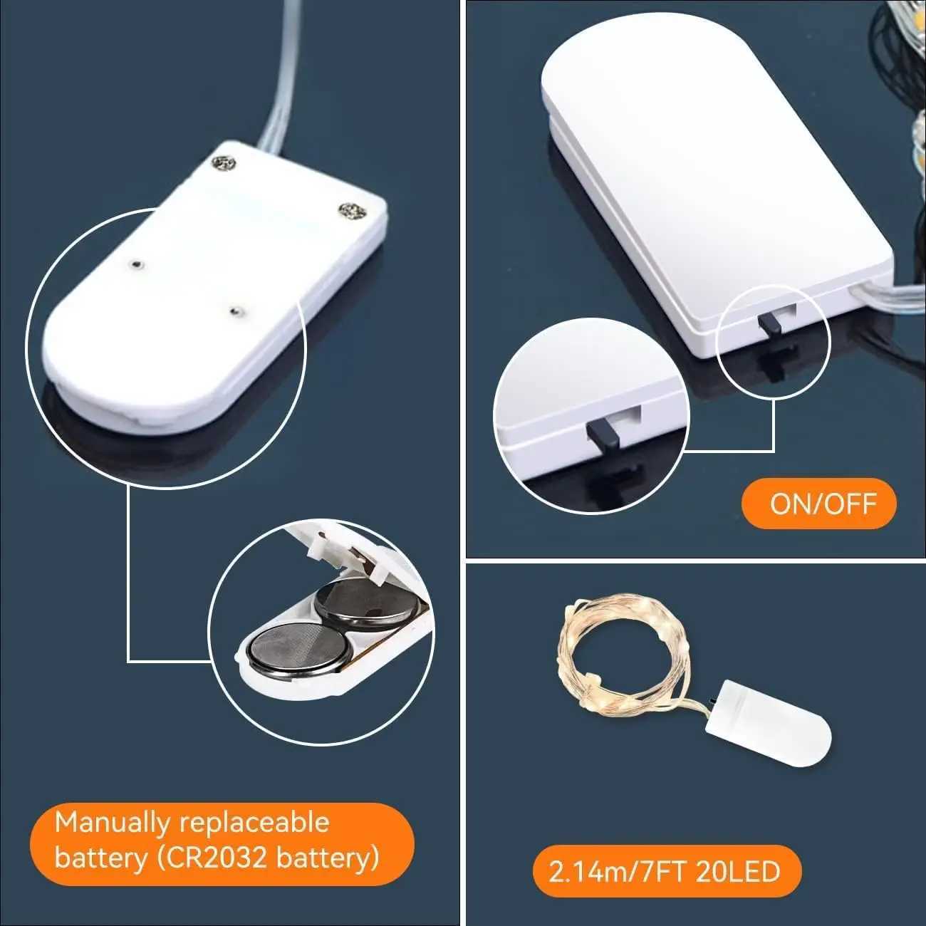 10 PCS String Fairy Lights 2M 20LED Silver Copper Wire Battery Powered DIY Decorations String Lights For Wedding Party Christmas XJ250612