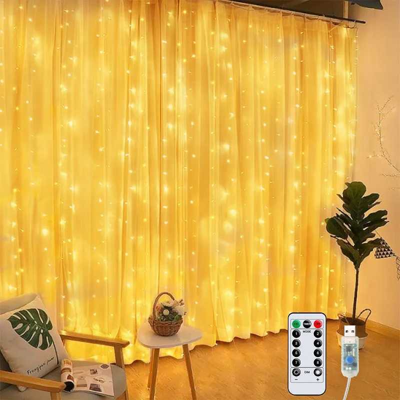 LED Copper Wire Curtain Lights USB Power Fairy Remote Garland LED Lights Christmas Decoration Garland Window Lighting Strings XJ250612