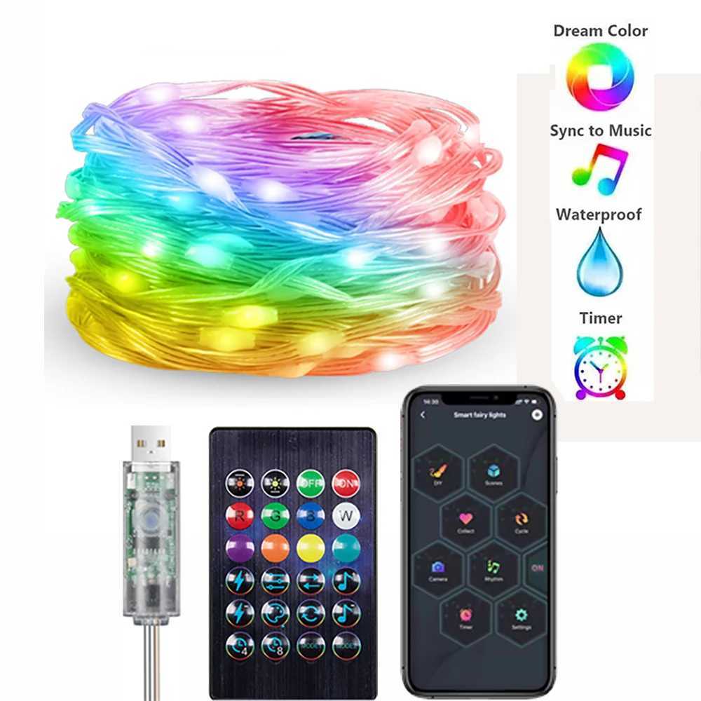 Christmas Tree Decoration LED Leather Line Light RGB IC USB 5V Bluetooth APP Control WS2812B LED Fairy Tale Light String Wedding XJ250612