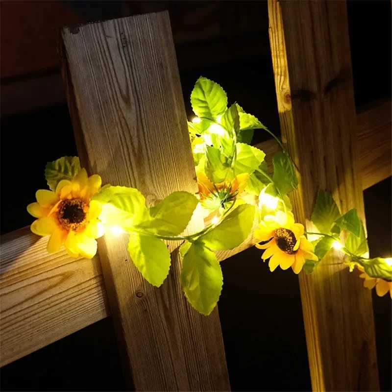 2/5/10M Artificial Ivy Silk Fake Green Leaf Ivy Vine with LED Lights String for Home Wedding Artificial Plant Garland Decorations XJ250612