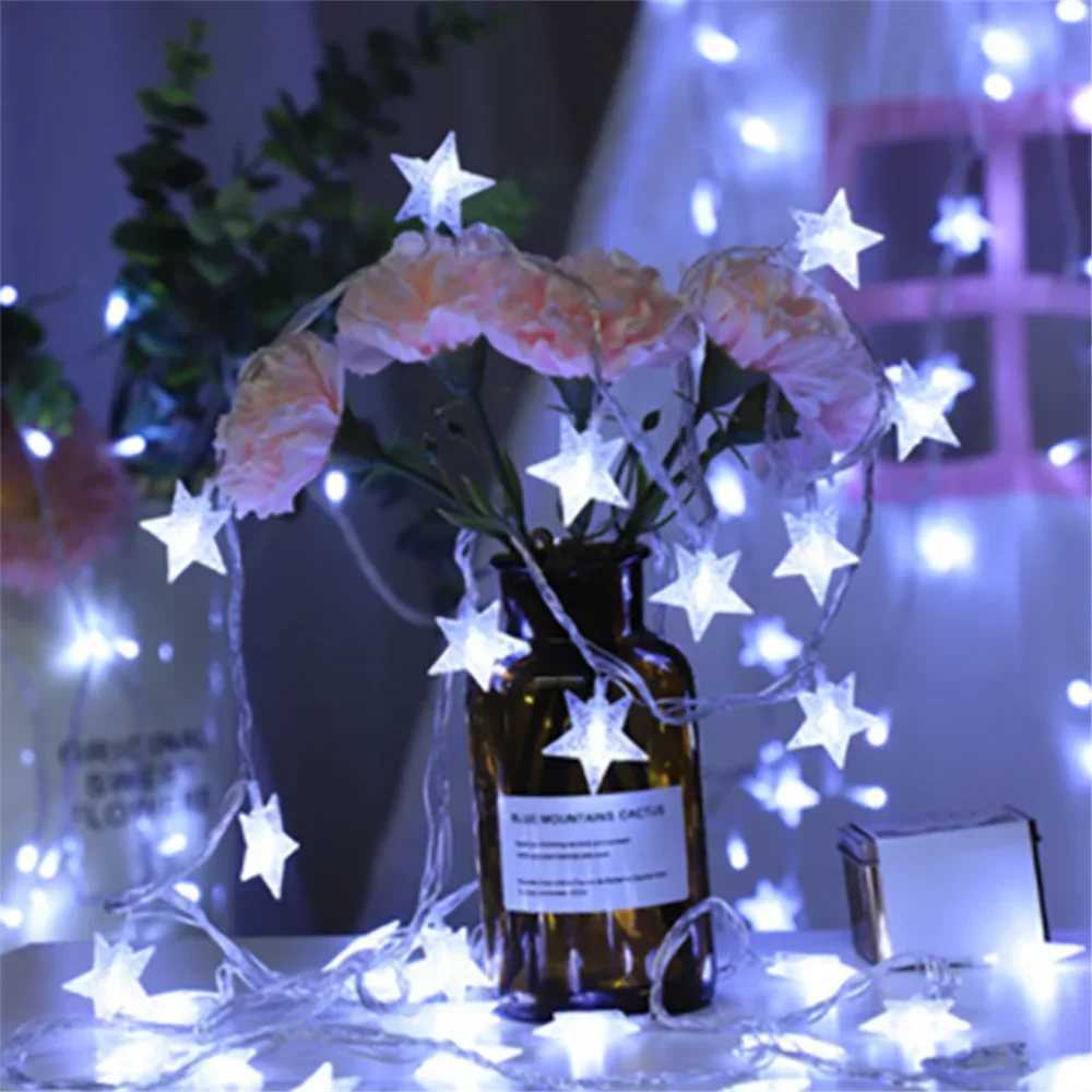 Star String Lights Fairy Lights for Bedroom String Battery Powered Adapter Christmas Lights Wedding Party Ramadan Decorations XJ250612