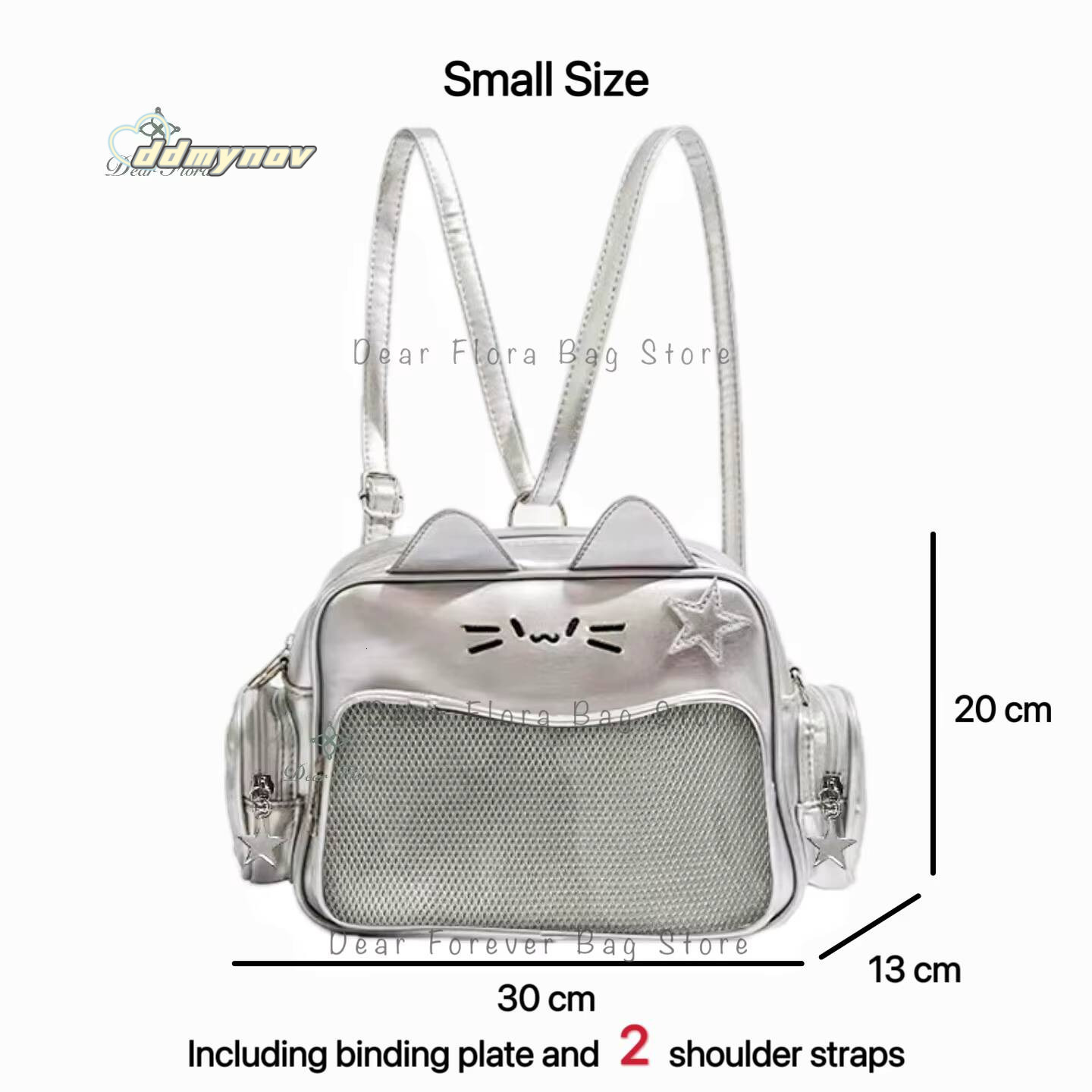 New Y2K Korean Kawaii Cat Ita Cute PU Shoulder Girls Transparent Pocket Harajuku Crossbody Bag Women's Fashion Backpacks ddmynov
