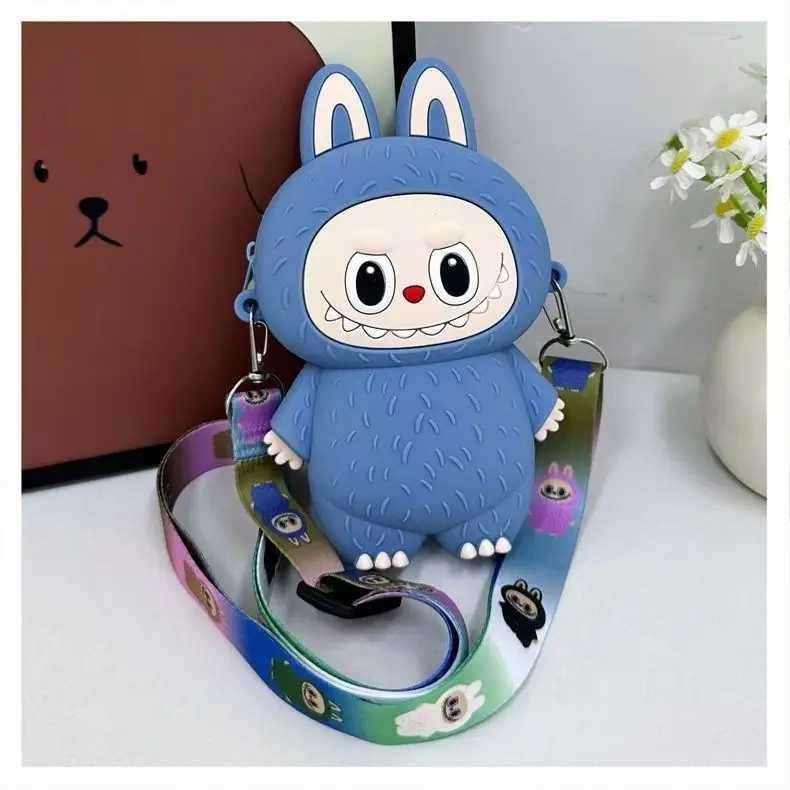 Labubu Monsters Silicone Wallet aron Mini Crossbody Labubus Portable Waterproof Storage Shoulder Bag Kids Gifts Free shipping