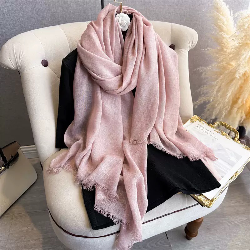 K1002 New Korean cotton and linen scarf for women in spring and summer, all-match solid color long shawl, literary and casual thin sunscreen
