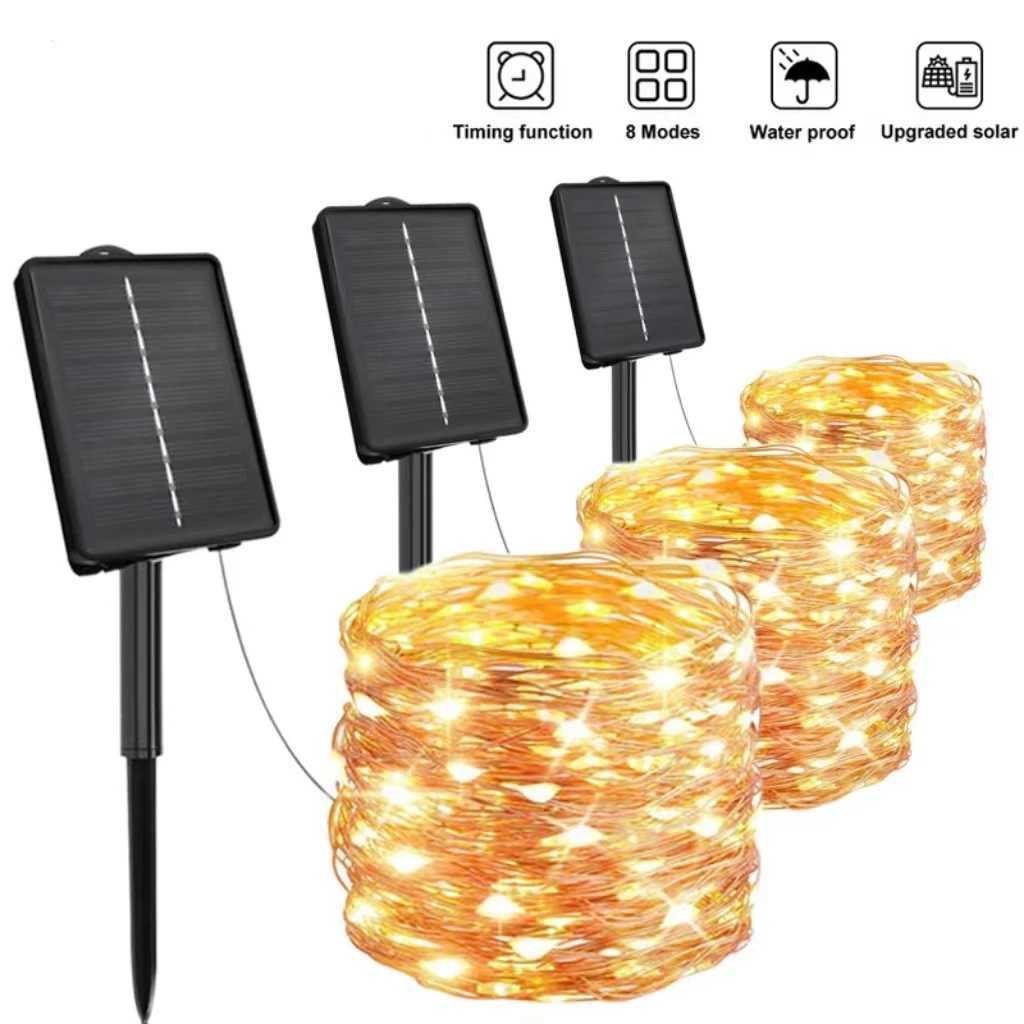 Solar string lights with 8-mode timer waterproof fairy lights for courtyard Christmas tree party garden decoration XJ250612