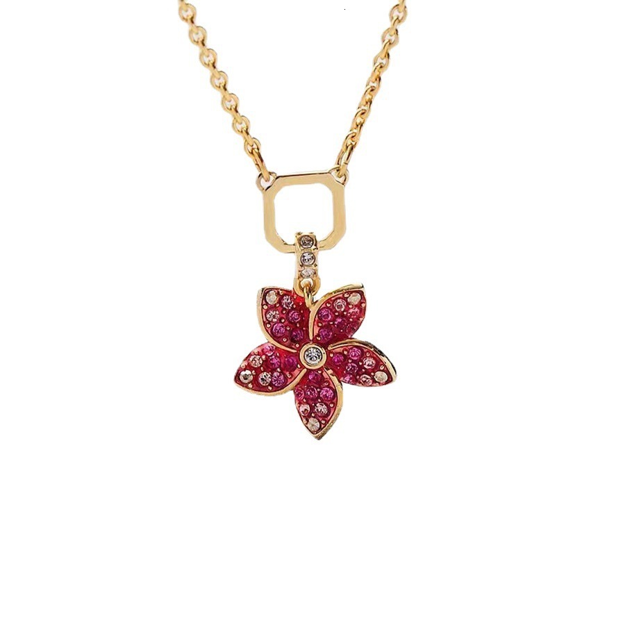 Elegant Crystal n Pendant Necklace Tropical Flower Charm Delicate Collar Chain for Women Z250910