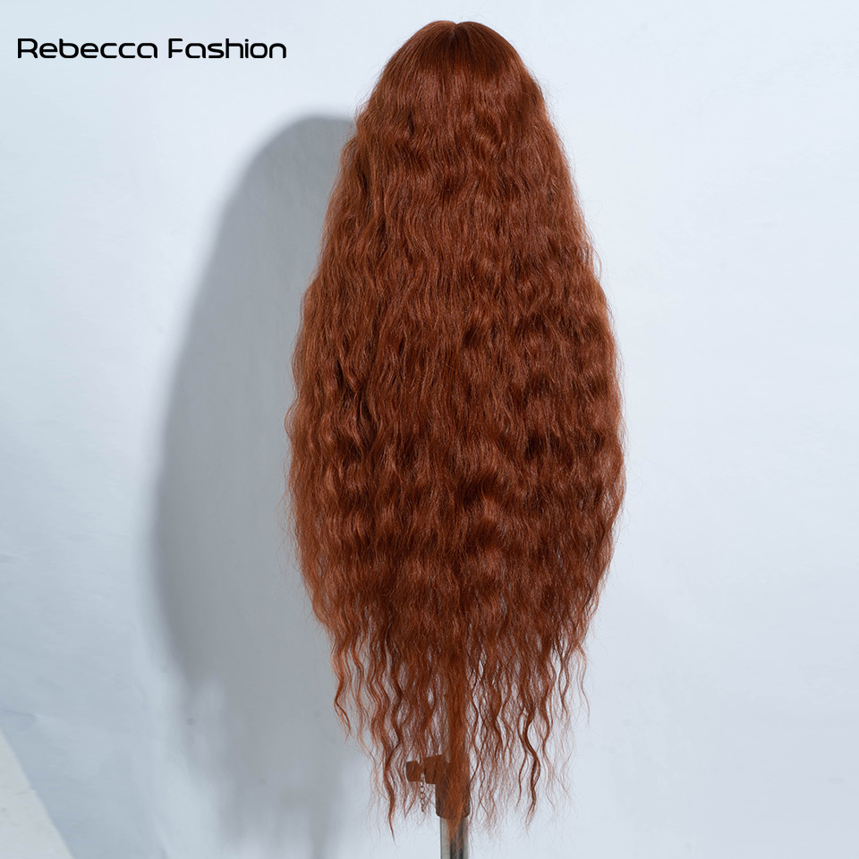 Rebecca Fashion Synthetic Lace Front Wigs For Black Women Long Curly Hair 42 Inch Super Long Cosplay Black Blonde Ombre Wig Heat Resistant Fiber
