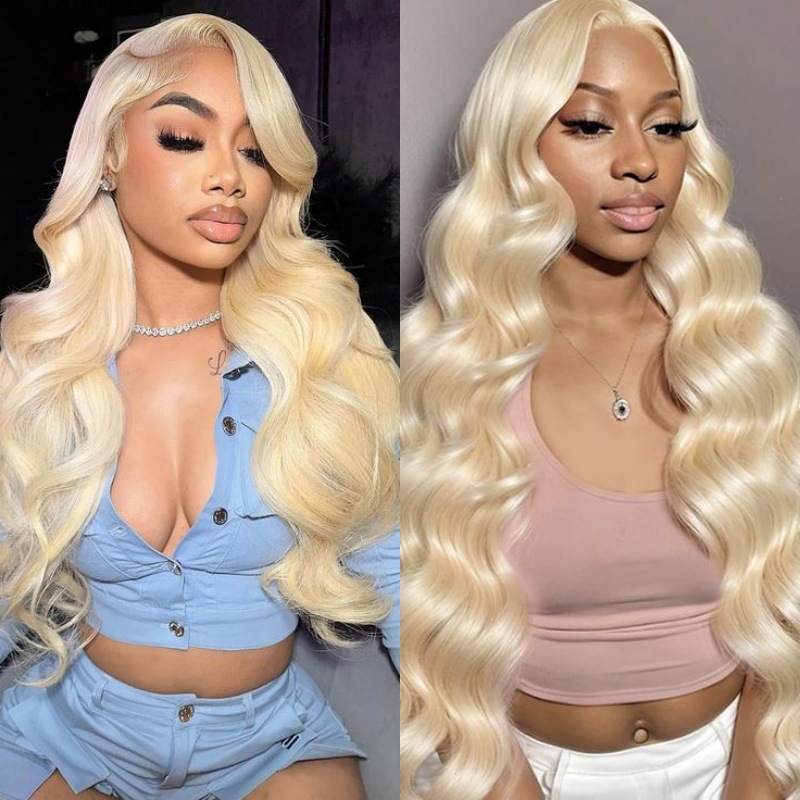 Vibeshirt 16-30 inch 613 Blonde Human Hair 13*4 Transparent Lace Front Wigs 200% Density Frontal wigs super quality 12A