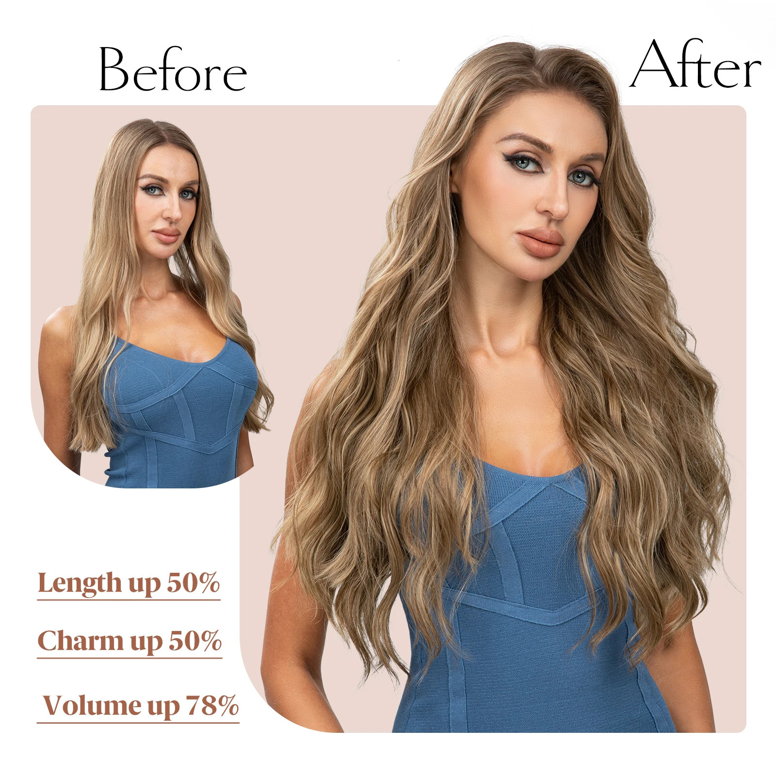 SARLA Synthetic Long Wavy Clip In Hair Extensions 22 4pcs/set Thick Hairpiece For Women Brown Blonde Black Natural Fake Hair 250611