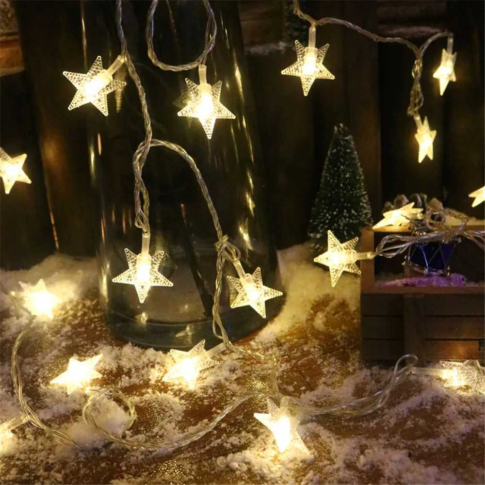 2025 Ramadan Decorations Star String Lights Fairy Lights for Bedroom Battery Powered Adapter Christmas Lights Wedding Party XJ250612