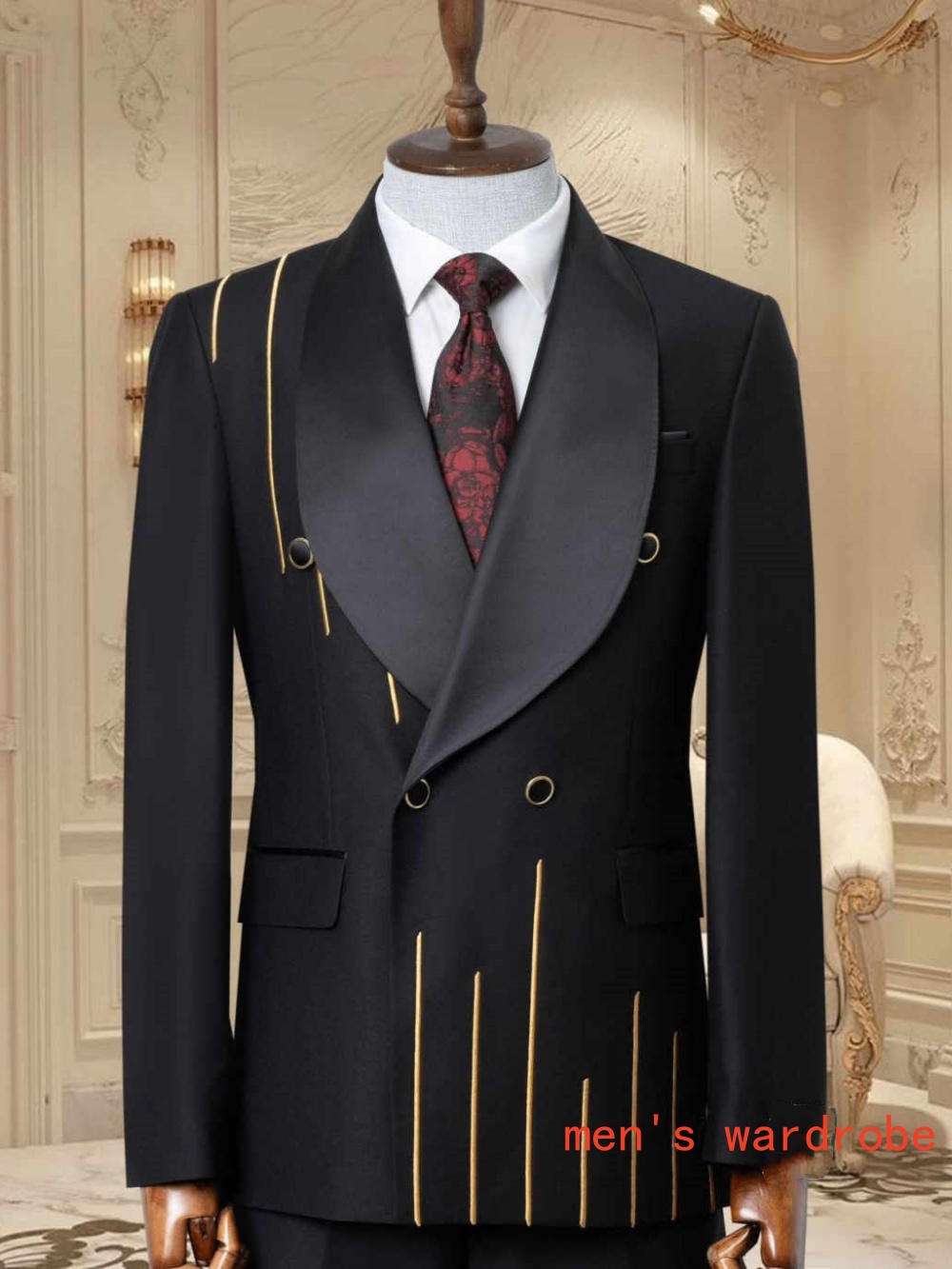 Formal Wedding Tuxedos 2 Piece Set Jacket Pants Double Breasted Men Suit Classic Groom Wear Party Evening Suits Customized