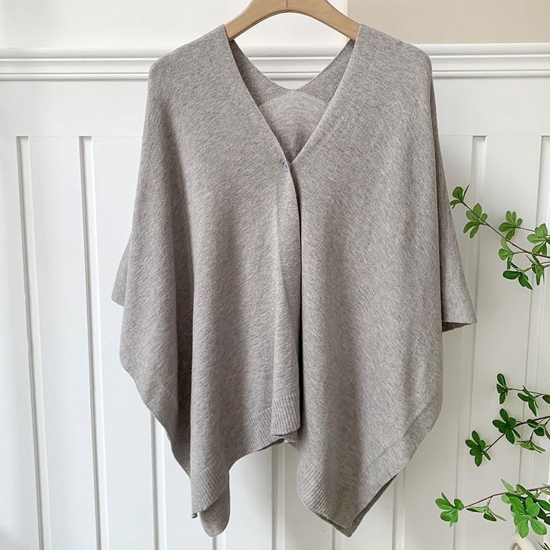 K1010 Sunscreen shawl long versatile cape fashionable knitted cardigan women's skin-friendly summer thin style cardigan travel solid color