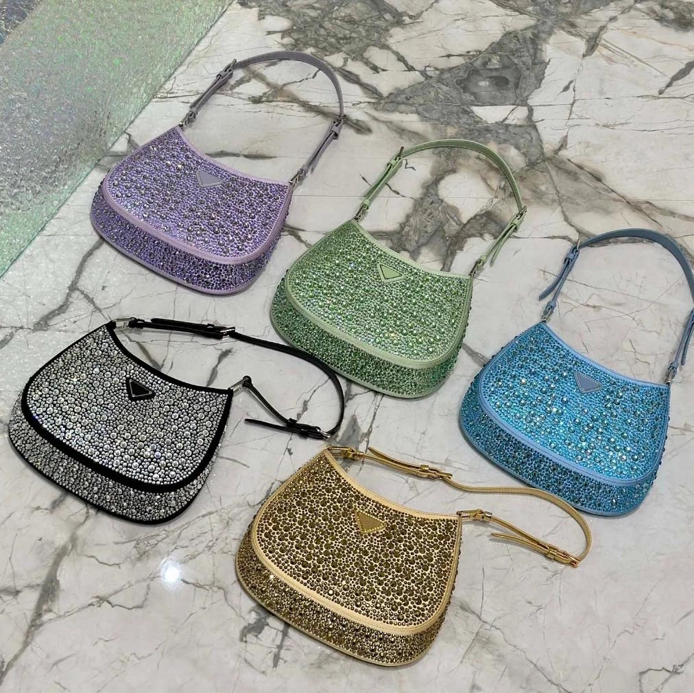 Sparkling Stylish Designer Bag Shoulder Bag Purse Hobo bag Luxury Rhinestone Satin Bag Vintage Arc Shape Elegant Evening Clutch Sparkly Underarm Bag for Women