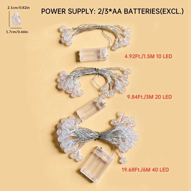 10/20/30/40LED Globe String Lights Fairy Lights Battery Operated String Lights Waterproof For Party Patio Garden Christmas Decoration XJ250612