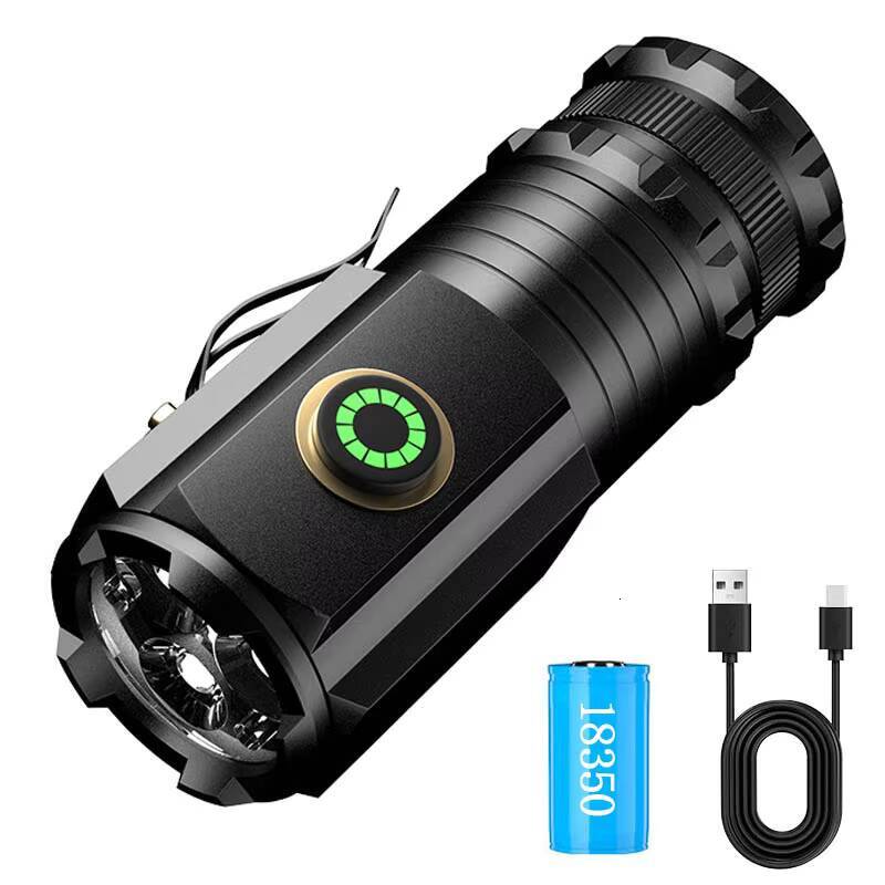 Powerful Mini EDC LED Flashlight 8000LM Super Bright Keychain Light USB Rechargeable Torch Camping Lantern with Power Indicator