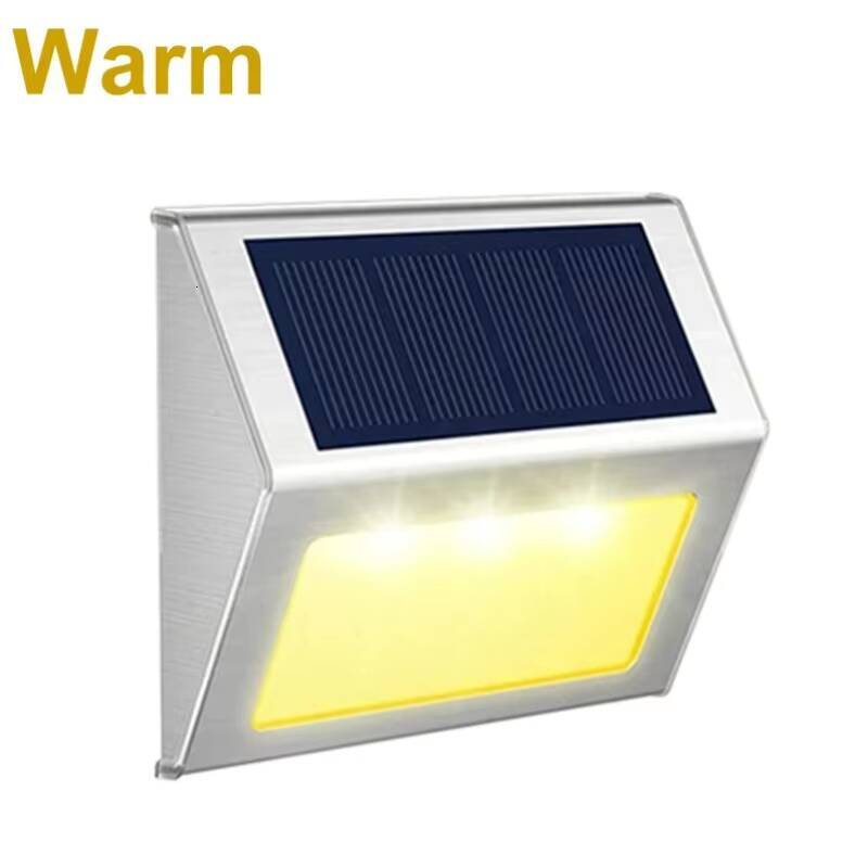 1-12Pack 3LED Solar Outdoor Stainless Steel Step Light Waterproof Garden Fence Decor Wall Lamp for Patio Street Yard Balcony