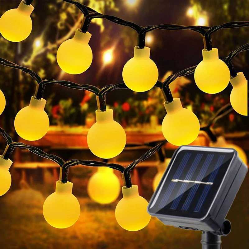 Solar Globe Ball LED String Lights 20/50/100 LEDs 8 Lighting Modes Wedding Fairy Light Christmas Garland Garden Party Decoration XJ250612