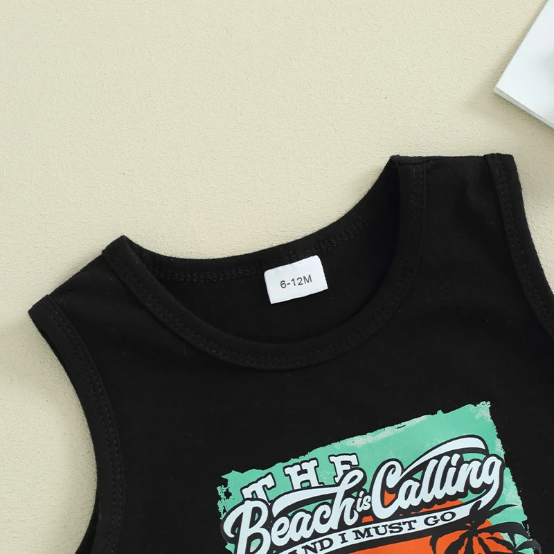 Lioraitiin Toddler Boys Summer Outfits Letter Car Print Sleeveless Tank Tops and Checkerboard Elastic Waist Shorts Clothes Set 250613