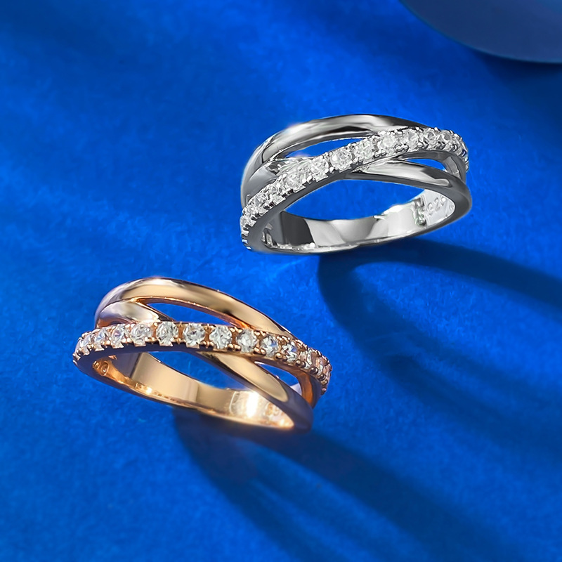 2025 Unique Ins Top Sell Wedding Rings Luxury Jewelry Real 100% 925 Sterling Silver Rose Designer Gold Fill Pave White Lab Moissanite Diamond Eternity
