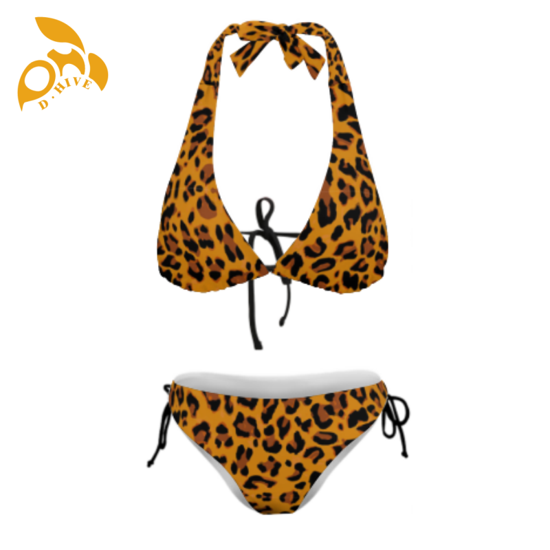 Free shipping Customized Designer of large-sized multi-faceted bikini swim wear for women Leopard print
