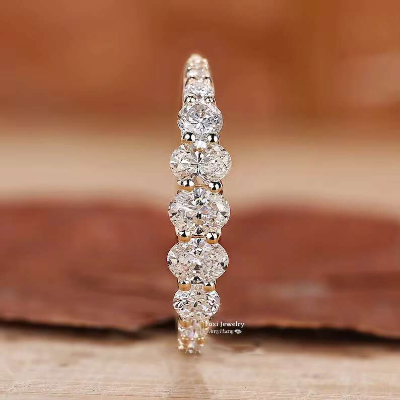 Fine Jewelry Real 10K 14K Gold Graduated Oval and Round Diamond Engagement Ring Lab Grown Diamond Ring for Women Anniversary