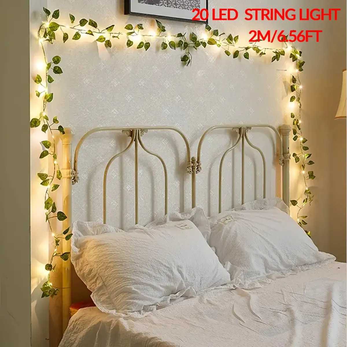 1pc Artificial Plants LED String Lights 6.56ft 20LED Scindapsus Leaves String Lights Battery Operated For Hanging Festival Decor XJ250612