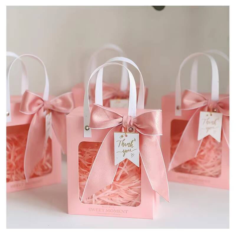 Transparent Kraft Paper Handbag for Window Opening, Souvenir Gift Tote Bag, Candle Storage Packaging, Cosmetic and Candy Box