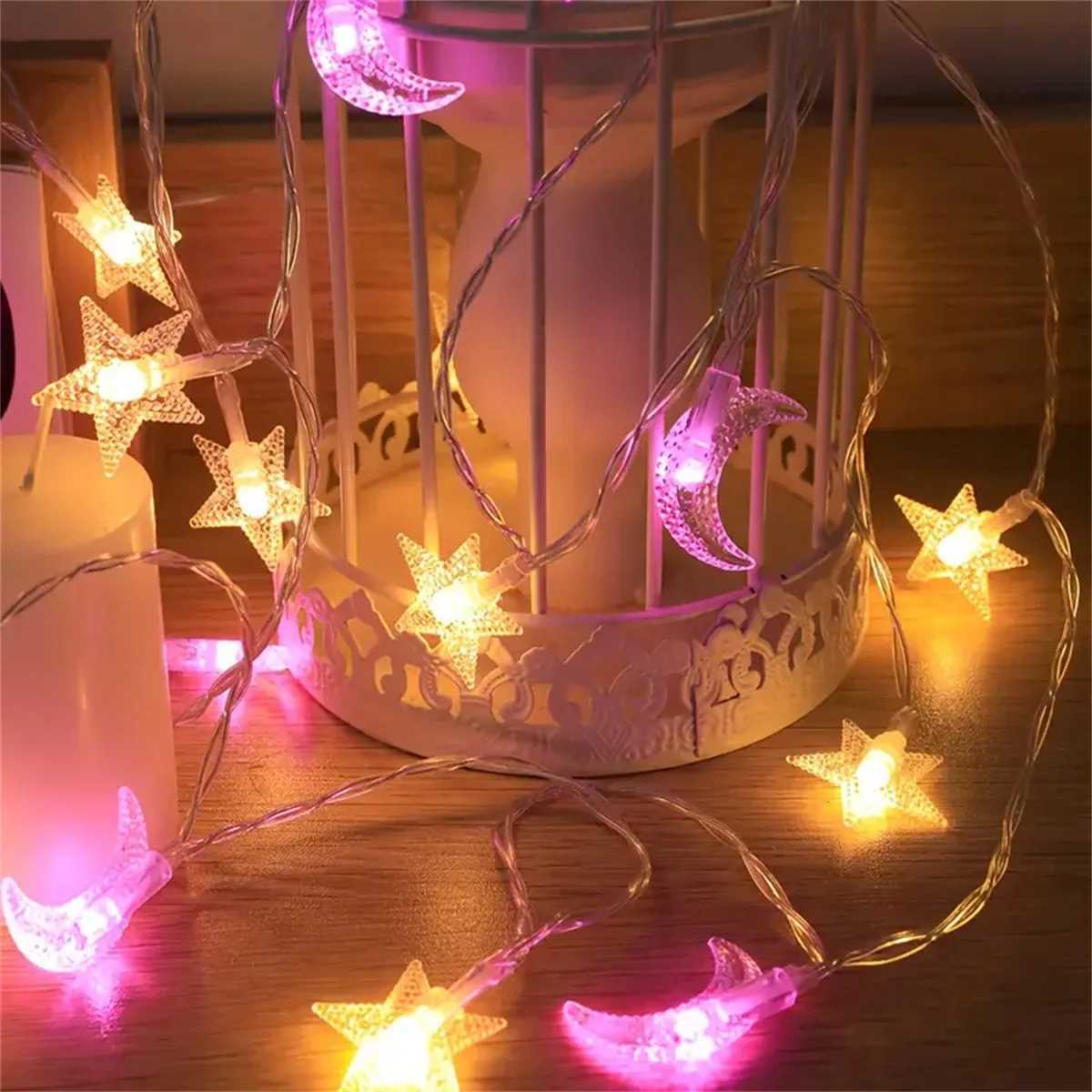 1.5M/3M LED Star Moon Colorful Light String Starry Sky Living Room Outdoor Courtyard Camping Trunk Decoration Atmosphere Light XJ250612