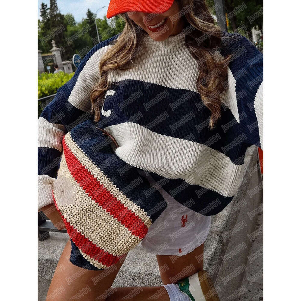 designe Women's Sweaters Striped Sweater Knitted Pullover Loose Women Long Sleeve sweater 2025 Autumn Chic Casual Spicy Girl BFG2502077 yecloth001