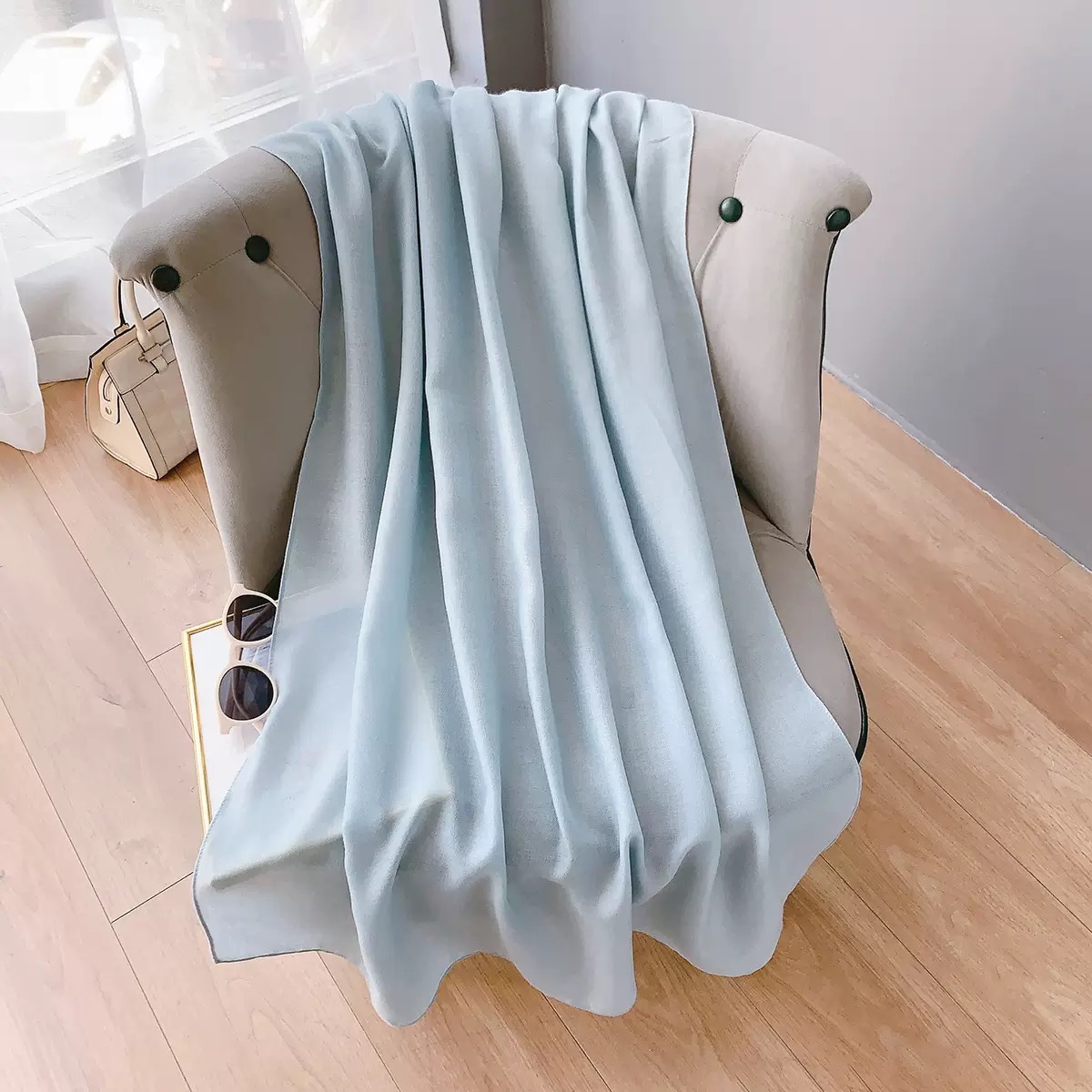 K1001 Cotton and linen scarf for women, spring and summer, literary Korean style, long, solid color shawl, thin and versatile neck scarf, air-conditio