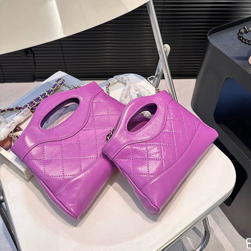 Ladies Designer Purple 31 Bag Calfskin Leather Light Gold Hardware Diamond Lattice Matelasse Chain Shoulder Tote with Handle Crossbody Lipstick Coin Purses 18/22cm