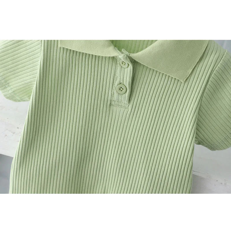 Girls Polo T-Shirt Set Kids Lapel Pit Stripes Suits Summer Short SleeveTopsPants 2Pcs Childrens Solid Casual Outfits 2-8Y 250613