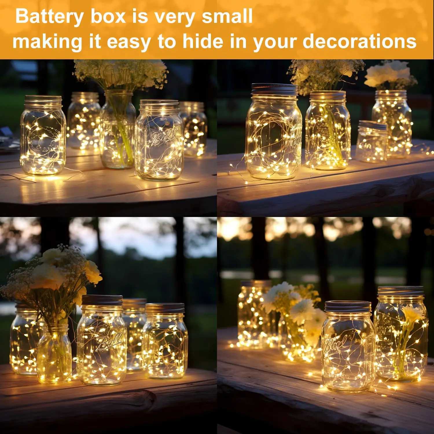 With battery String Fairy Lights Silver Copper Wire Battery Powered Decorations Lights For Wedding Party Christmas Decor Home XJ250612