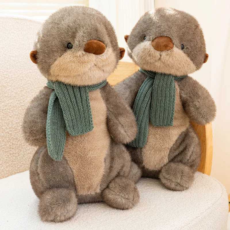New 26/40cm Simulation Scarf Otter Animals Soft Dolls Throw Pillow Toys Office Home Decor Funny Baby Birthday Christmas Gifts L250612