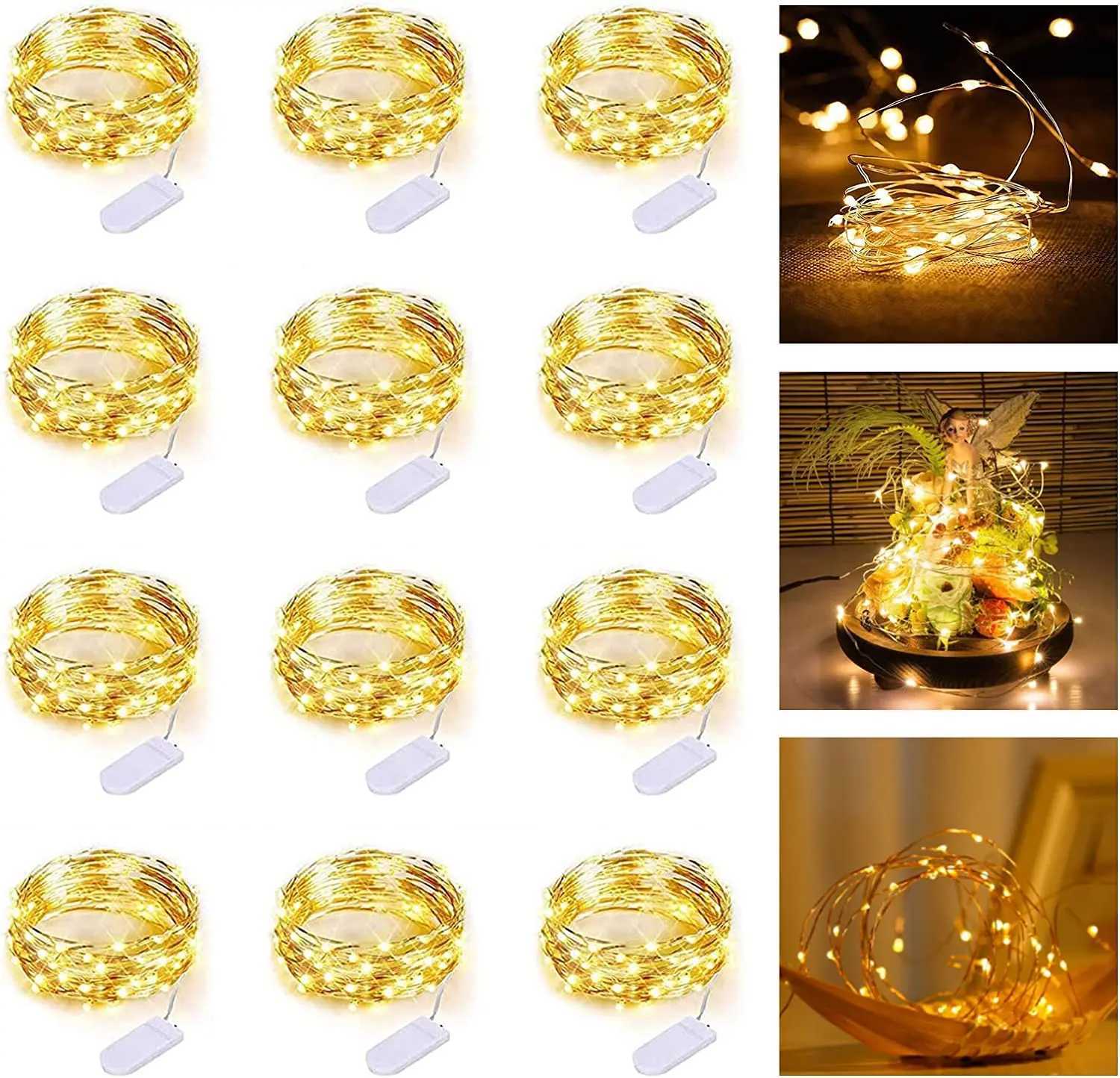 20 40LEDs Fairy Lights Battery Operated Copper Wire LED String Lights Waterproof for DIY Wedding Party Bedroom Christmas Decoration XJ250612