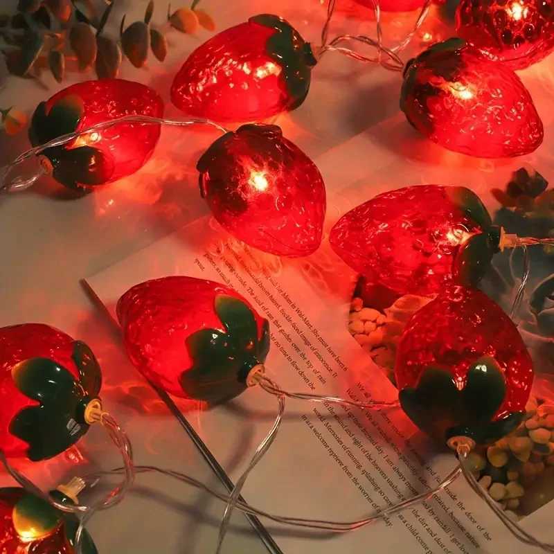 1PC 10/20/30/40 LED Strawberry Fairy Lights Battery Operated Fruit String Lights For Indoor Outdoor Bedroom Holiday Decoration XJ250612
