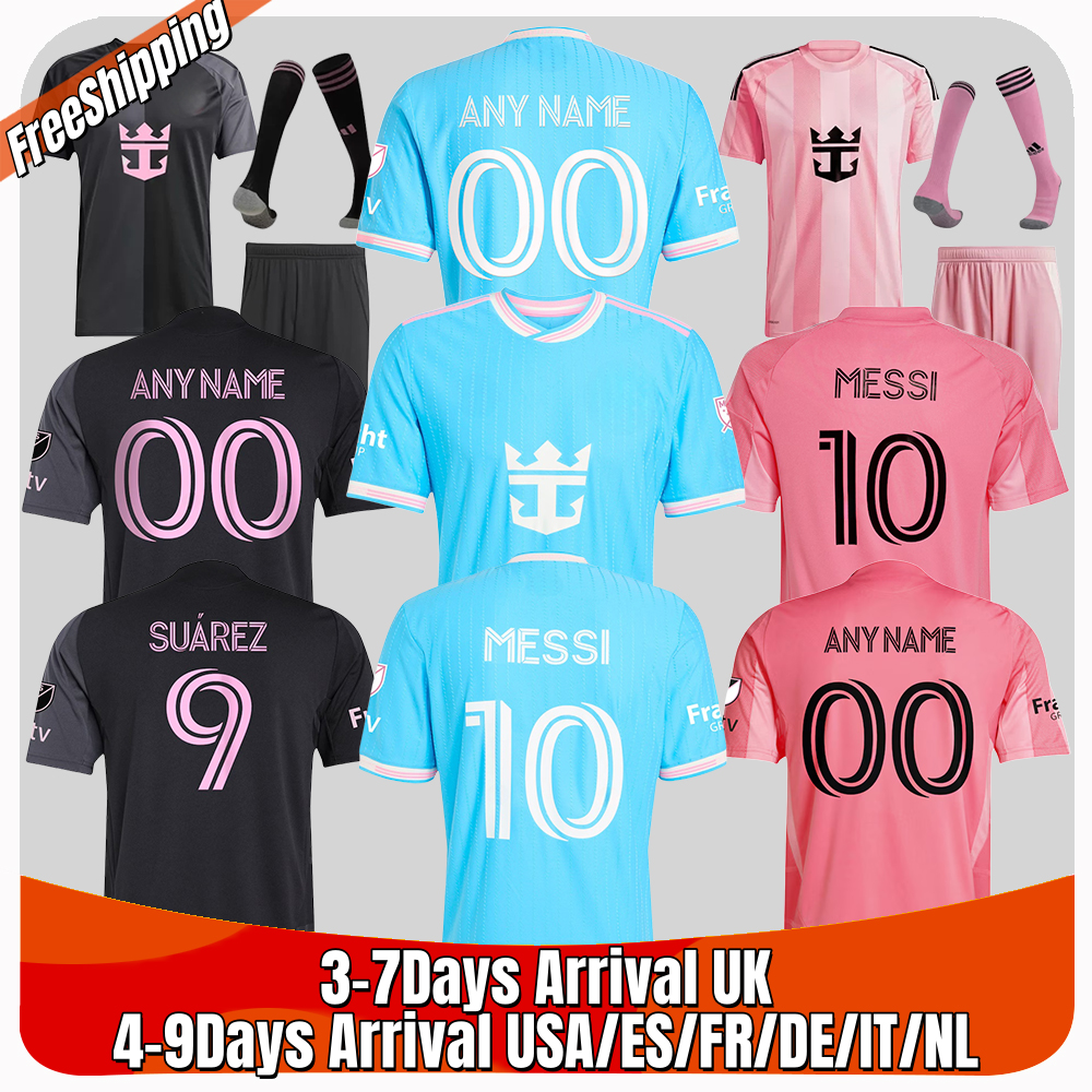xxxl 4xl Men's Inter Blue Miamis CF 2025 2026 Interes Miamis Custom Jersey MESSIs SUAREZ ANY NAME Blue Third Home Away 3rd football men kids Player Fans version Grey S-4XL