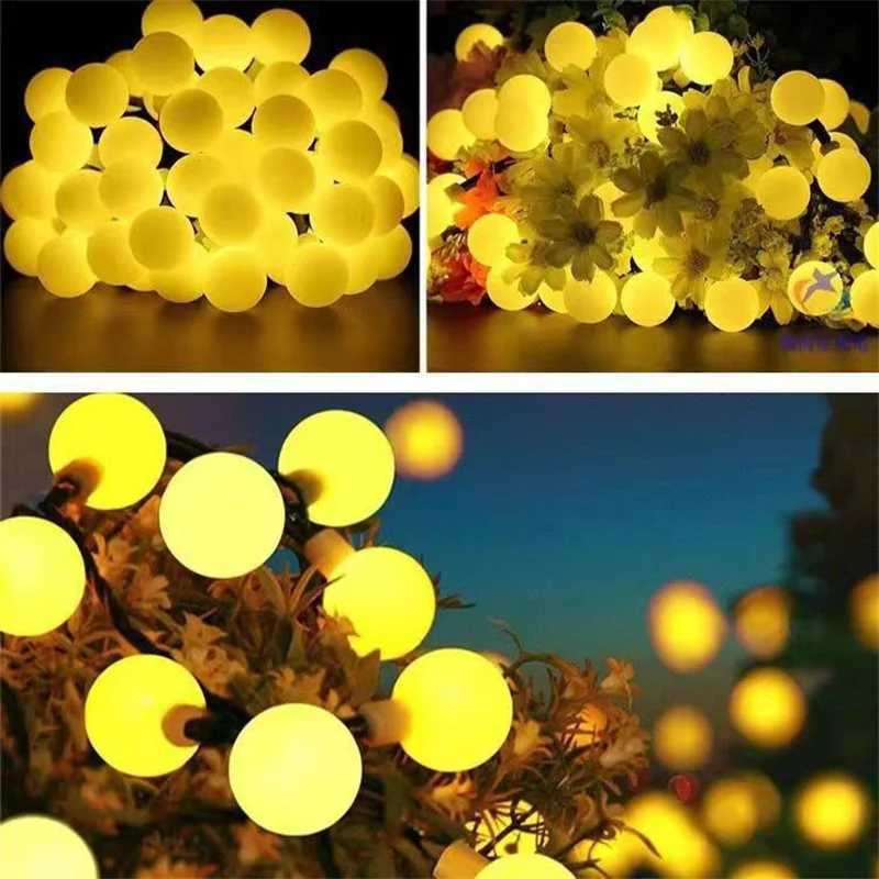 Solar Globe Ball LED String Lights 20/50/100 LEDs 8 Lighting Modes Wedding Fairy Light Christmas Garland Garden Party Decoration XJ250612