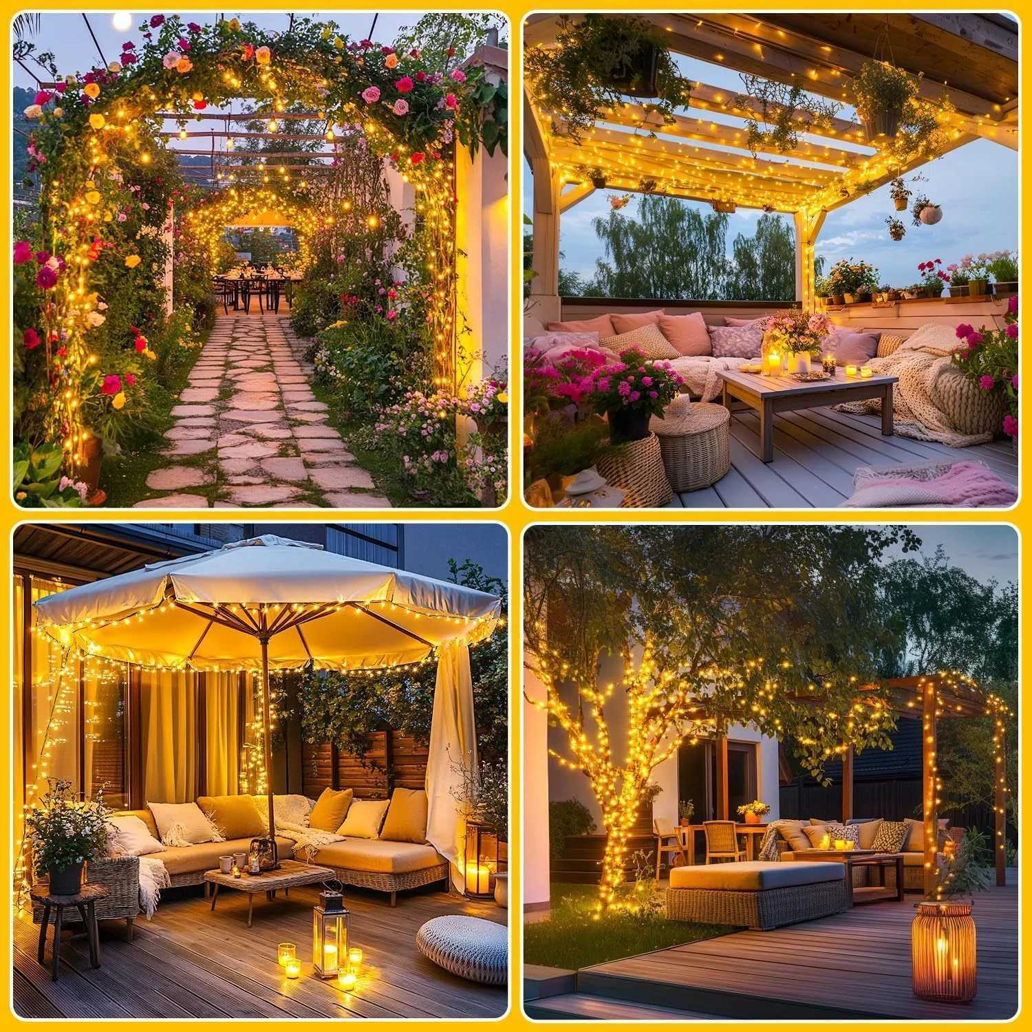 Outdoor Solar String Lights LED Garland Fairy Light Solar Powered Garden Decor Light for Patio Yard Tree Wedding Christmas Party XJ250612