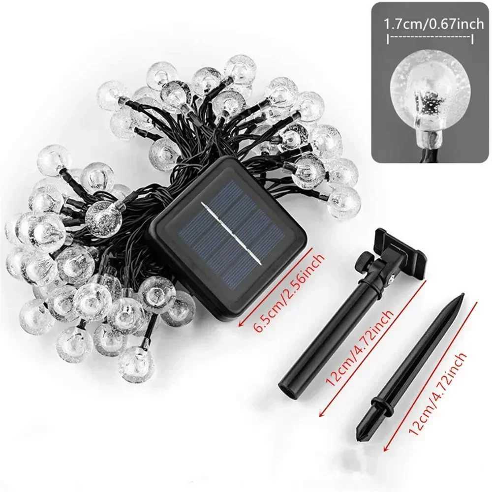 Solar String Lights Garden Outdoor Crystal Ball Fairy Light Home Patio Yard Christmas Wedding Tree Decoration Lamp XJ250612